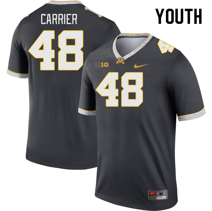 Youth #48 Mason Carrier Minnesota Golden Gophers College Football Jerseys Stitched-Charcoal